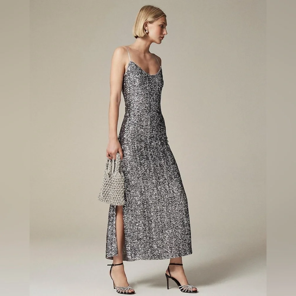 NWT J.Crew Collection Sequin floor-length slip dress